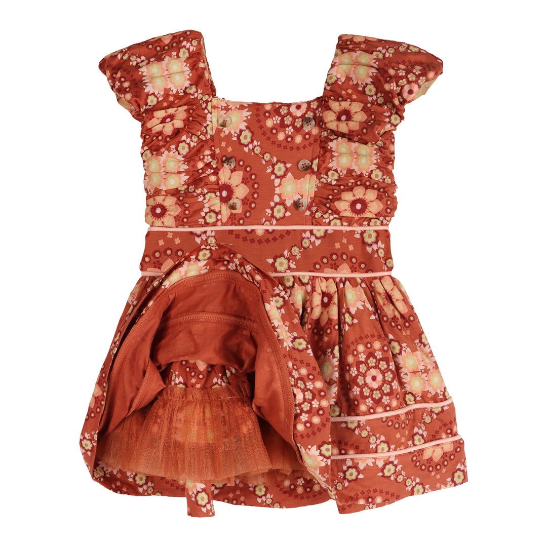 wonderland dress | 70s floral wallpaper | bamboo