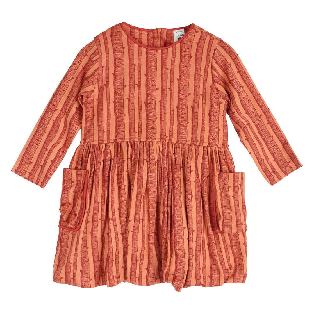 long sleeve piped cargo pocket dress | spice birch | bamboo