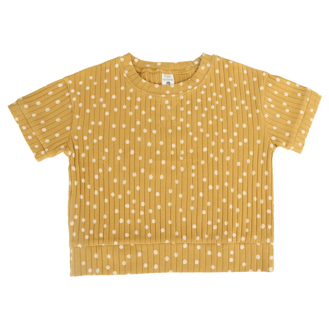 short sleeve relaxed jogger set | honey dot | organic cotton wide rib