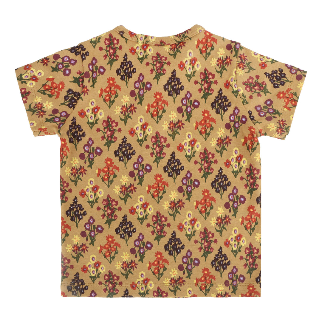 short sleeve basic henley tee | apple cinnamon floral bouquet | organic cotton interlock