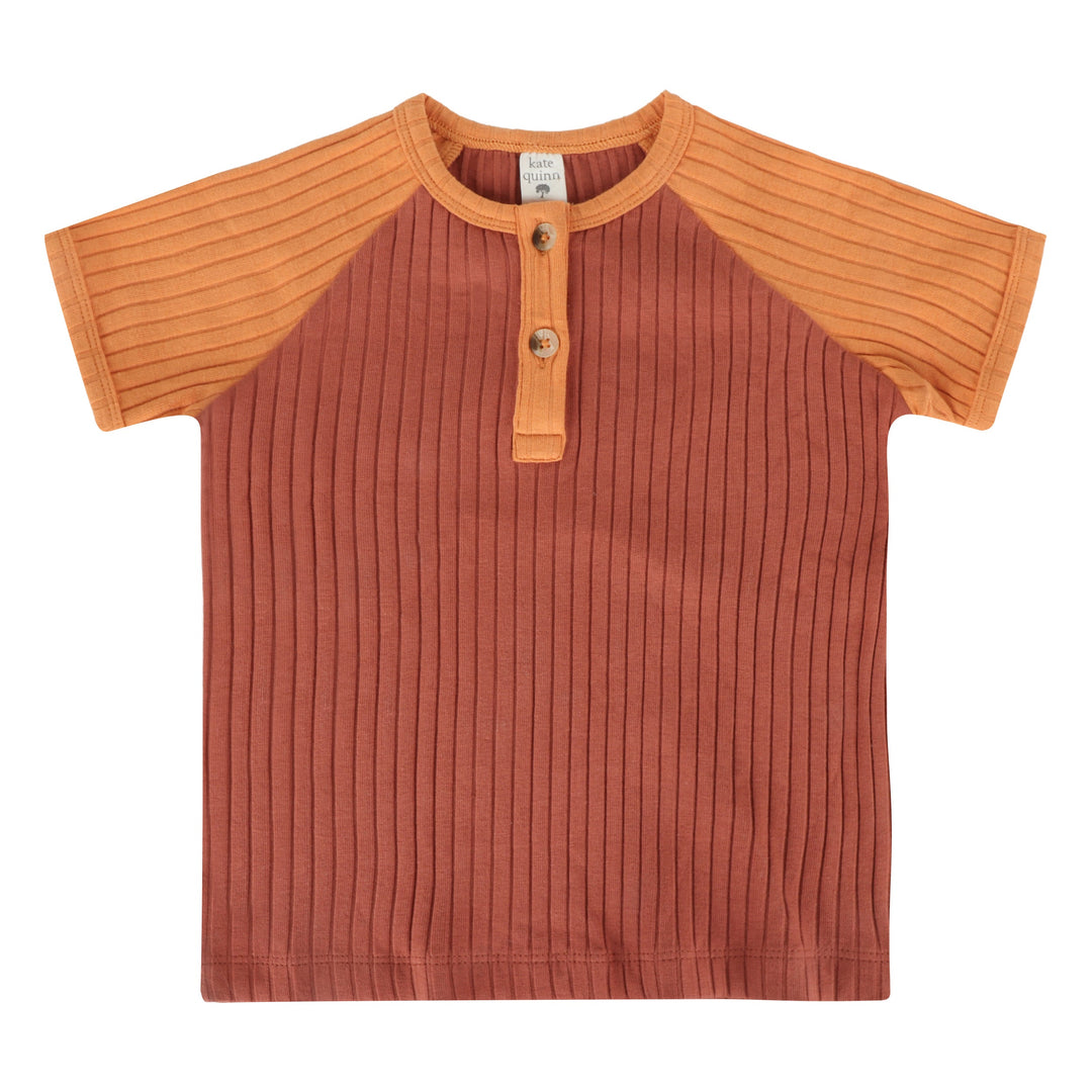 short sleeve baseball henley tee | auburn | organic cotton wide rib