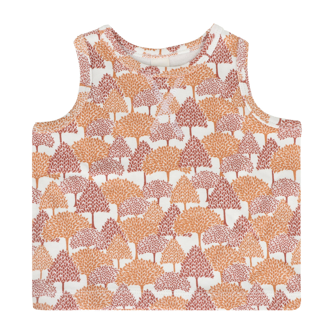 topstitch tank + relaxed short set | orange forest | organic cotton interlock