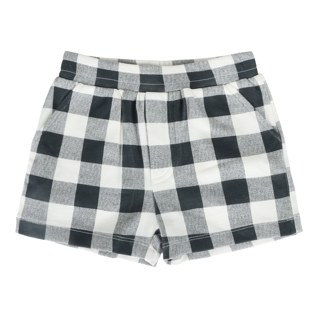 topstitch tank + relaxed short set | blue gingham | organic cotton interlock