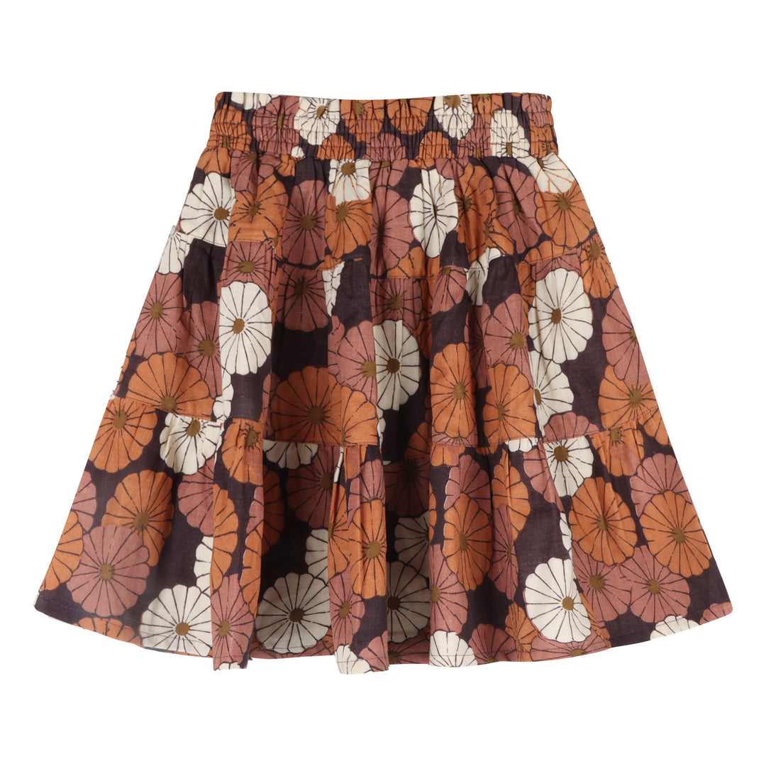 smocked gathered tiered skirt | vintage daisy | organic cotton gauze