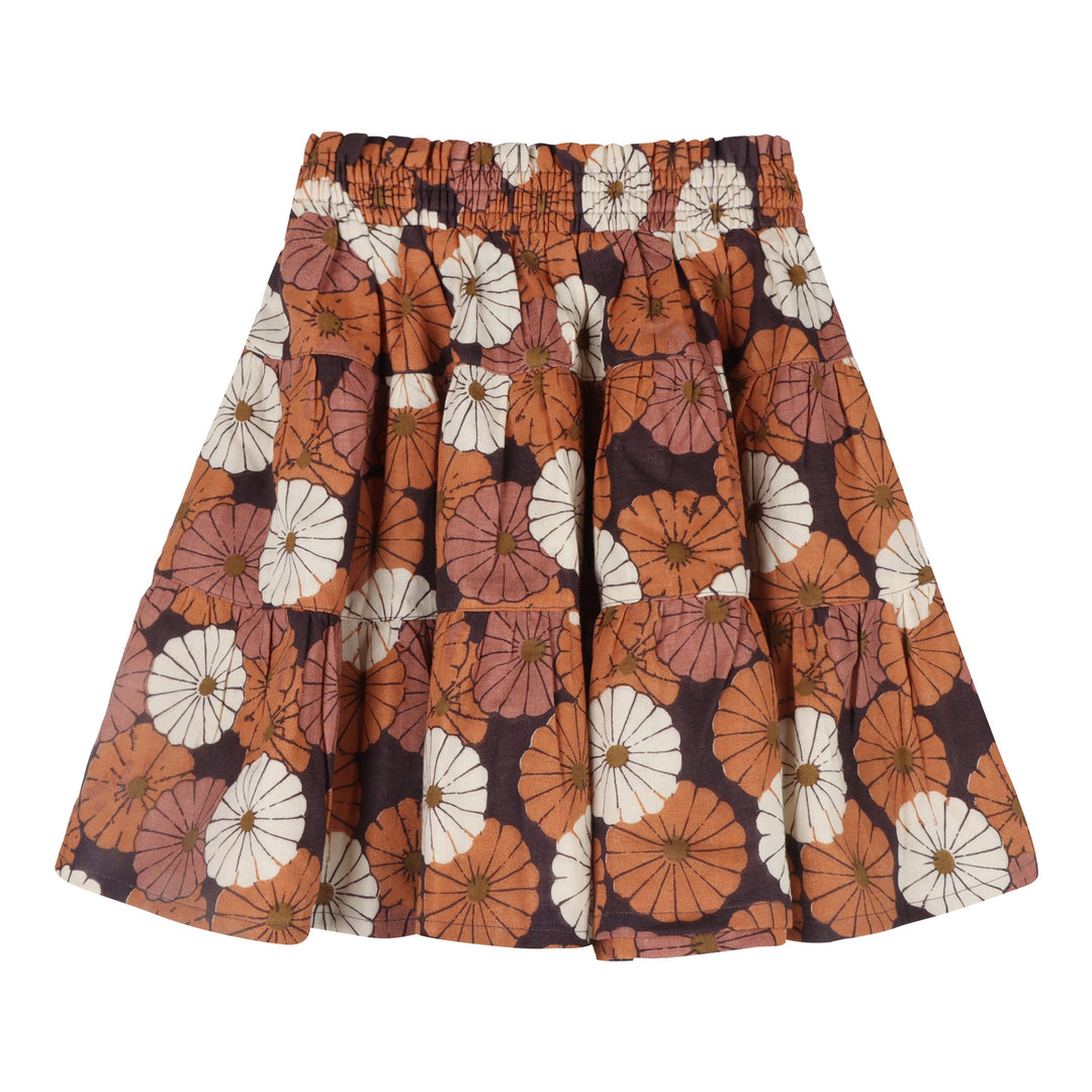 smocked gathered tiered skirt | vintage daisy | organic cotton gauze