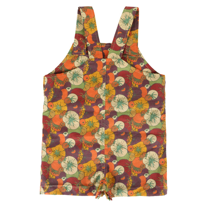 patch pocket overall shortie | heirloom tomatoes | organic cotton woven