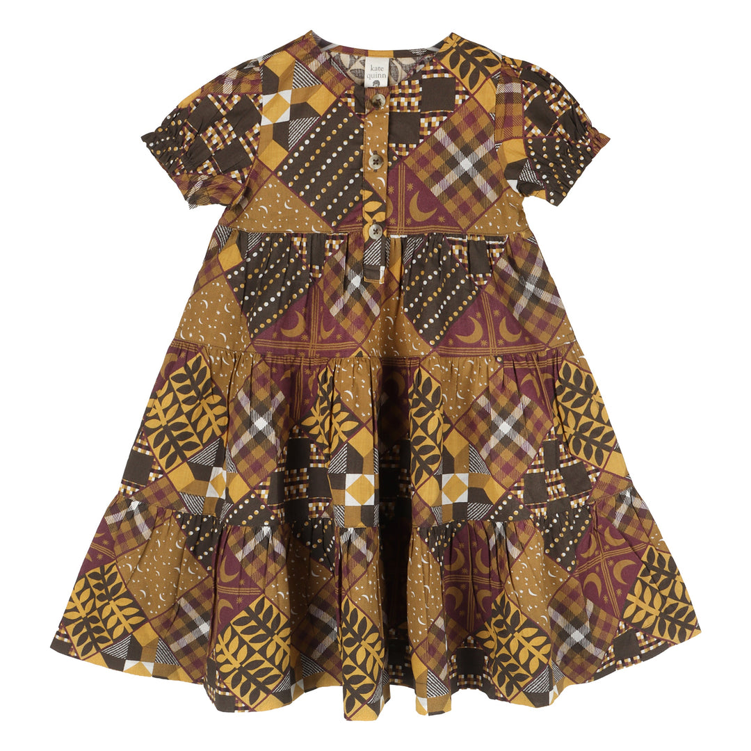 short puff sleeve prairie dress | harvest quilt | organic cotton woven