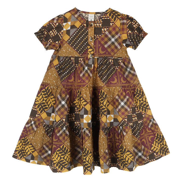 short puff sleeve prairie dress | harvest quilt | organic cotton woven