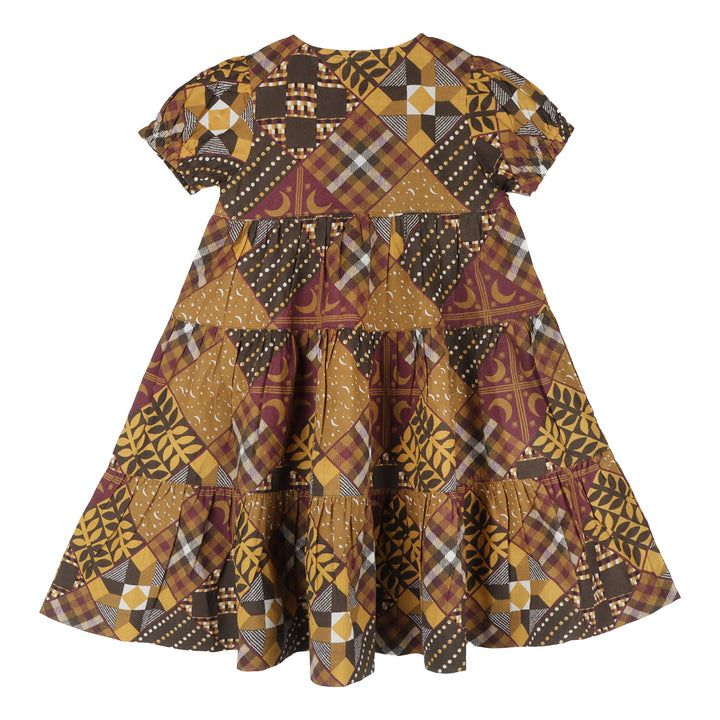 short puff sleeve prairie dress | harvest quilt | organic cotton woven