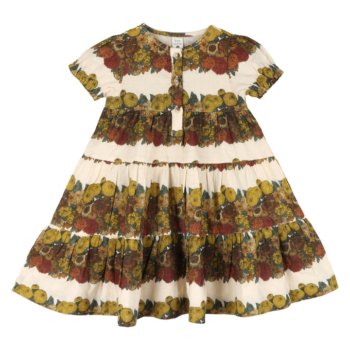 short puff sleeve prairie dress | harvest floral stripe | organic cotton gauze