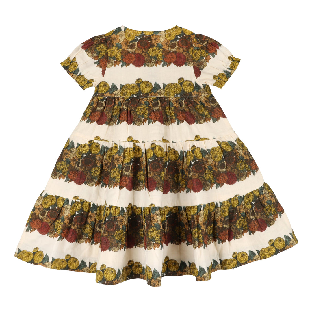 short puff sleeve prairie dress | harvest floral stripe | organic cotton gauze
