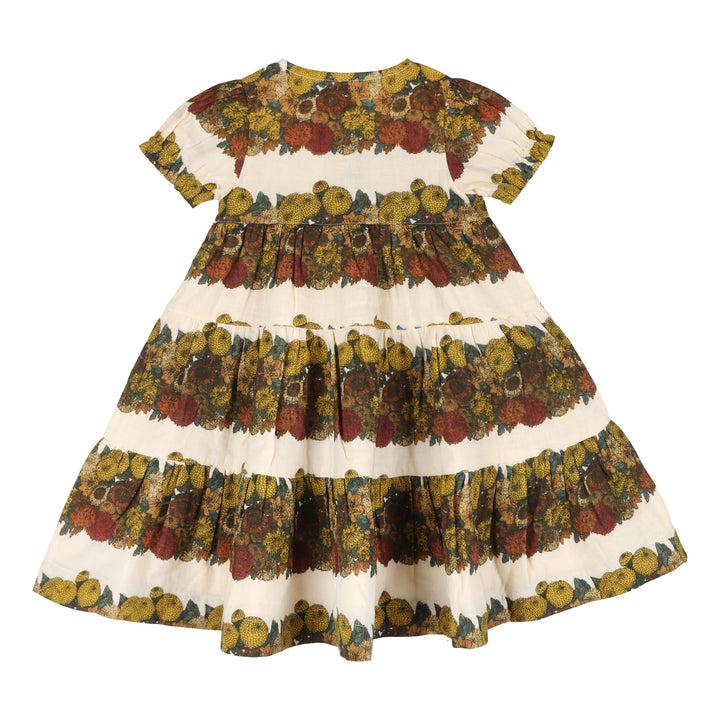 short puff sleeve prairie dress | harvest floral stripe | organic cotton gauze