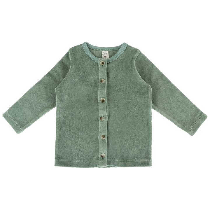 long sleeve cardigan | green bay | organic cotton velour