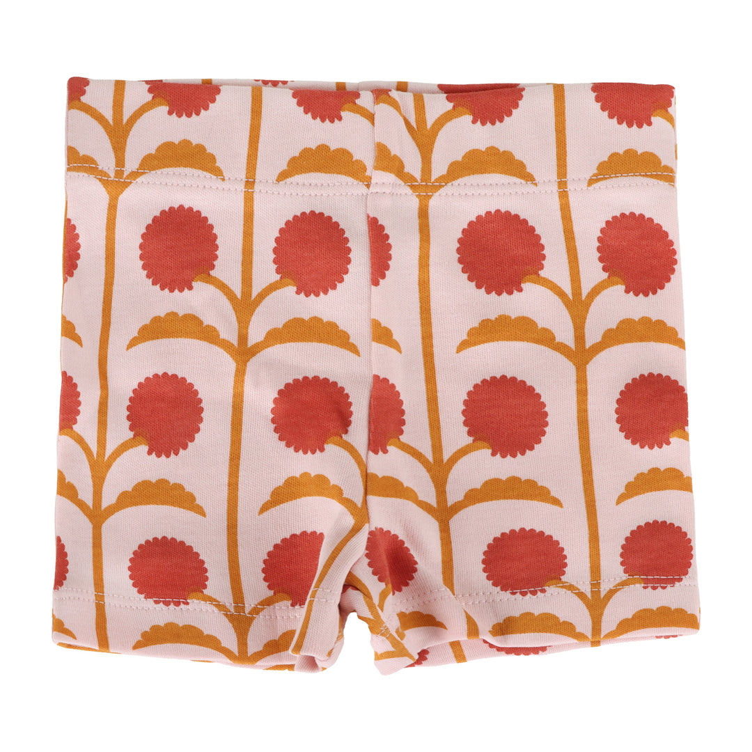 spaghetti tie prairie top + bike short set | pink dandelion puff | organic cotton interlock