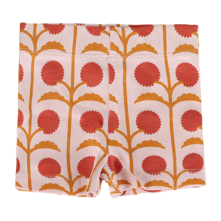 spaghetti tie prairie top + bike short set | pink dandelion puff | organic cotton interlock