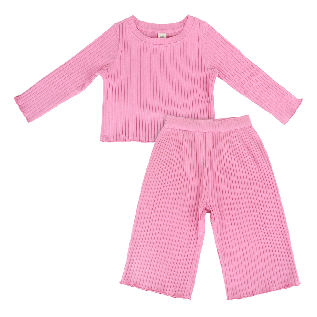 long sleeve jade set | bonbon | organic cotton wide rib