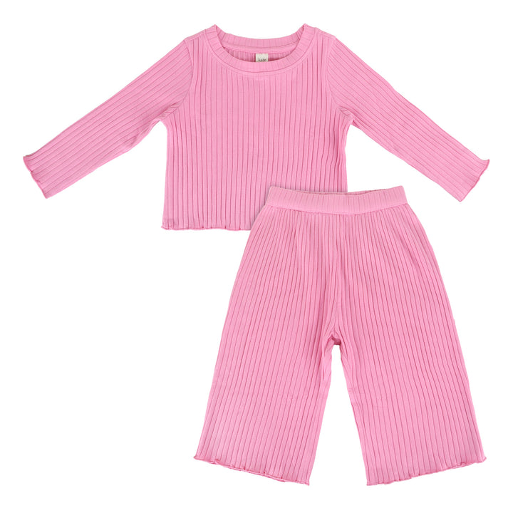 long sleeve jade set | bonbon | organic cotton wide rib