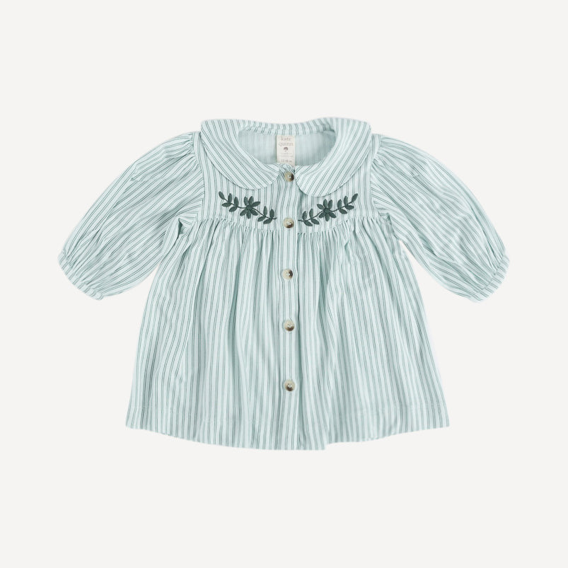 long sleeve embroidered cowgirl top | forest pinstripes | organic cotton jersey