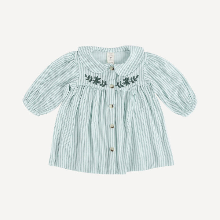 long sleeve embroidered cowgirl top | forest pinstripes | organic cotton jersey