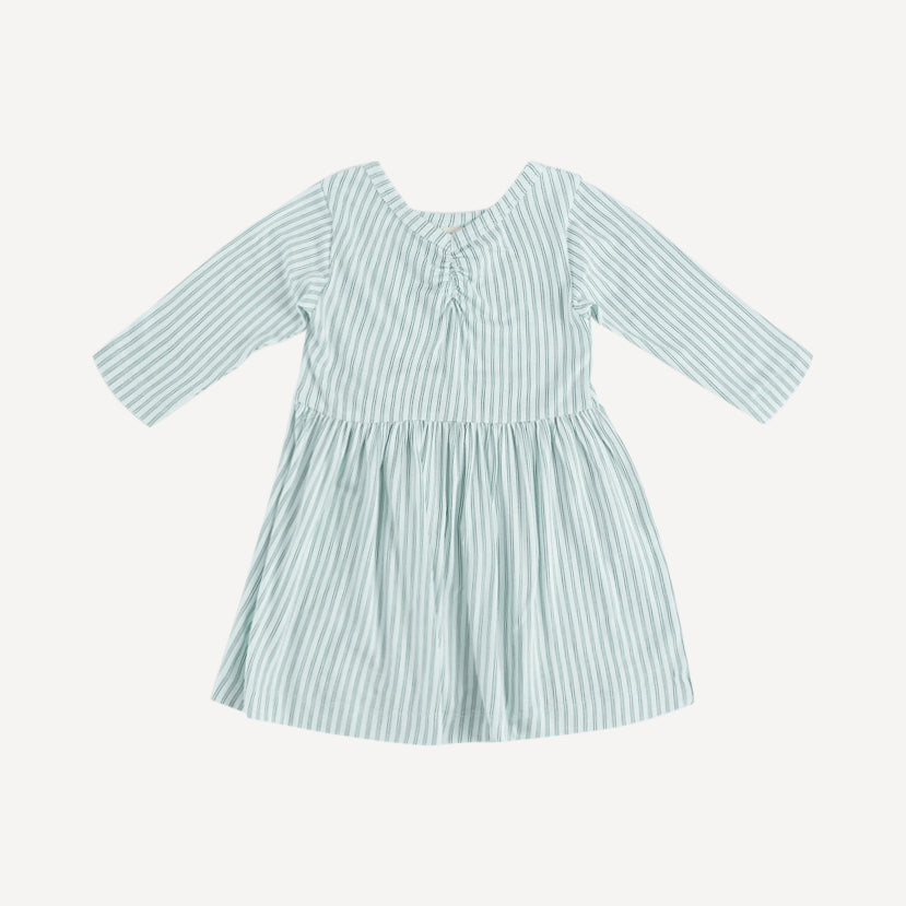 long sleeve twirl dress | forest pinstripes | organic cotton jersey