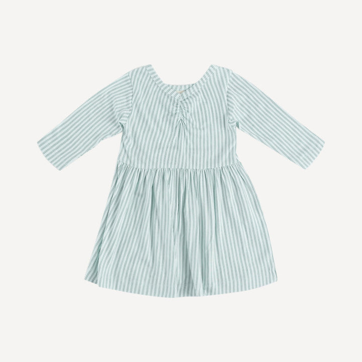 long sleeve twirl dress | forest pinstripes | organic cotton jersey