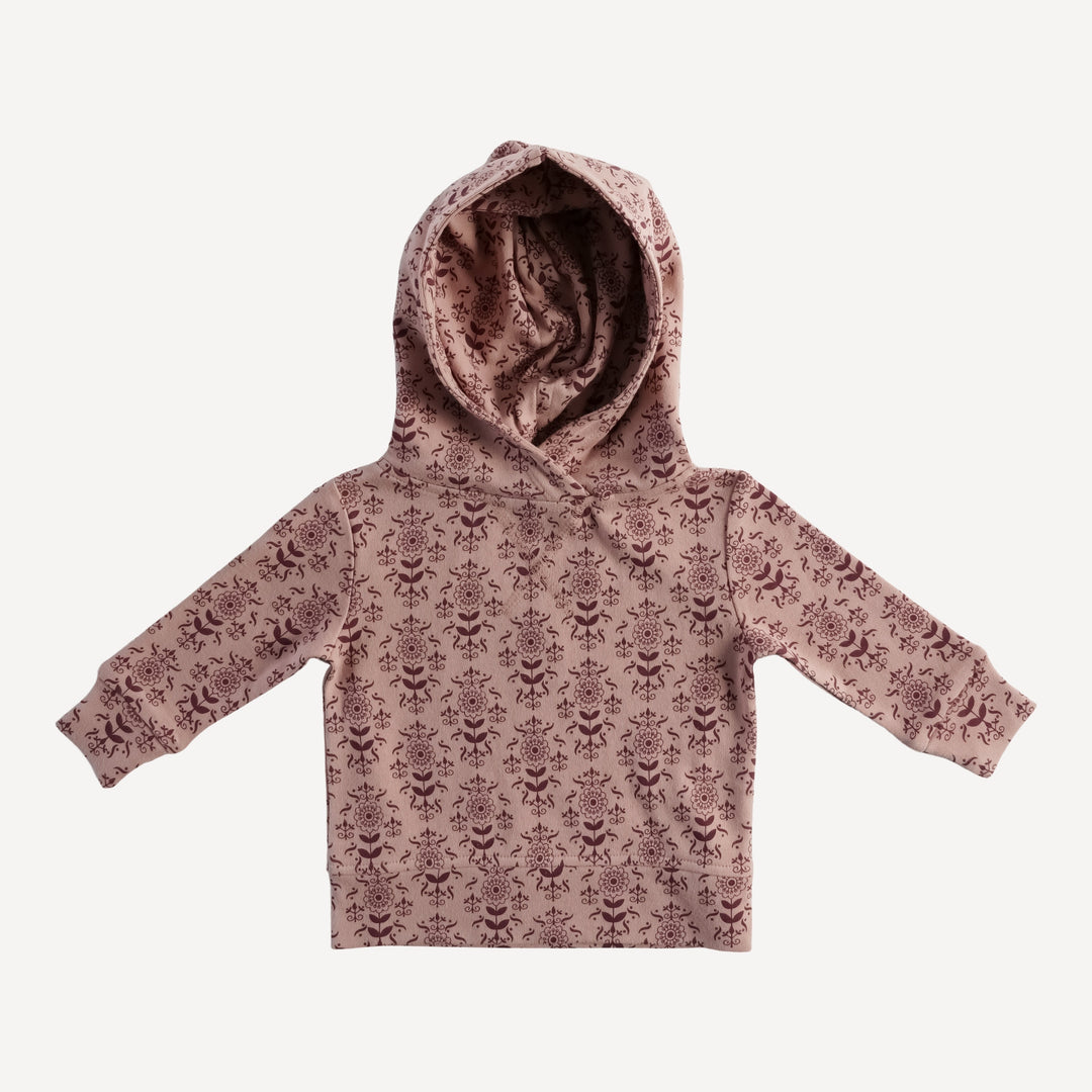 long sleeve essential skinny hoodie | rose folk wallpaper | organic cotton jersey