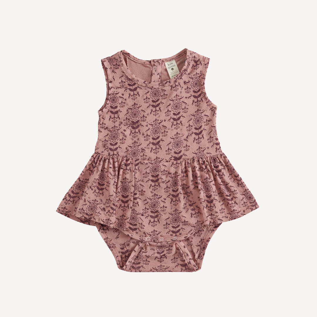 sleeveless square neck ballerina bubble | rose folk wallpaper | organic cotton jersey