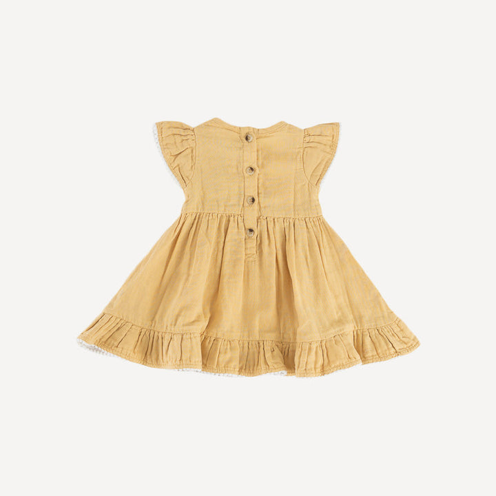 flutter sleeve pinafore dress | new wheat | organic cotton gauze