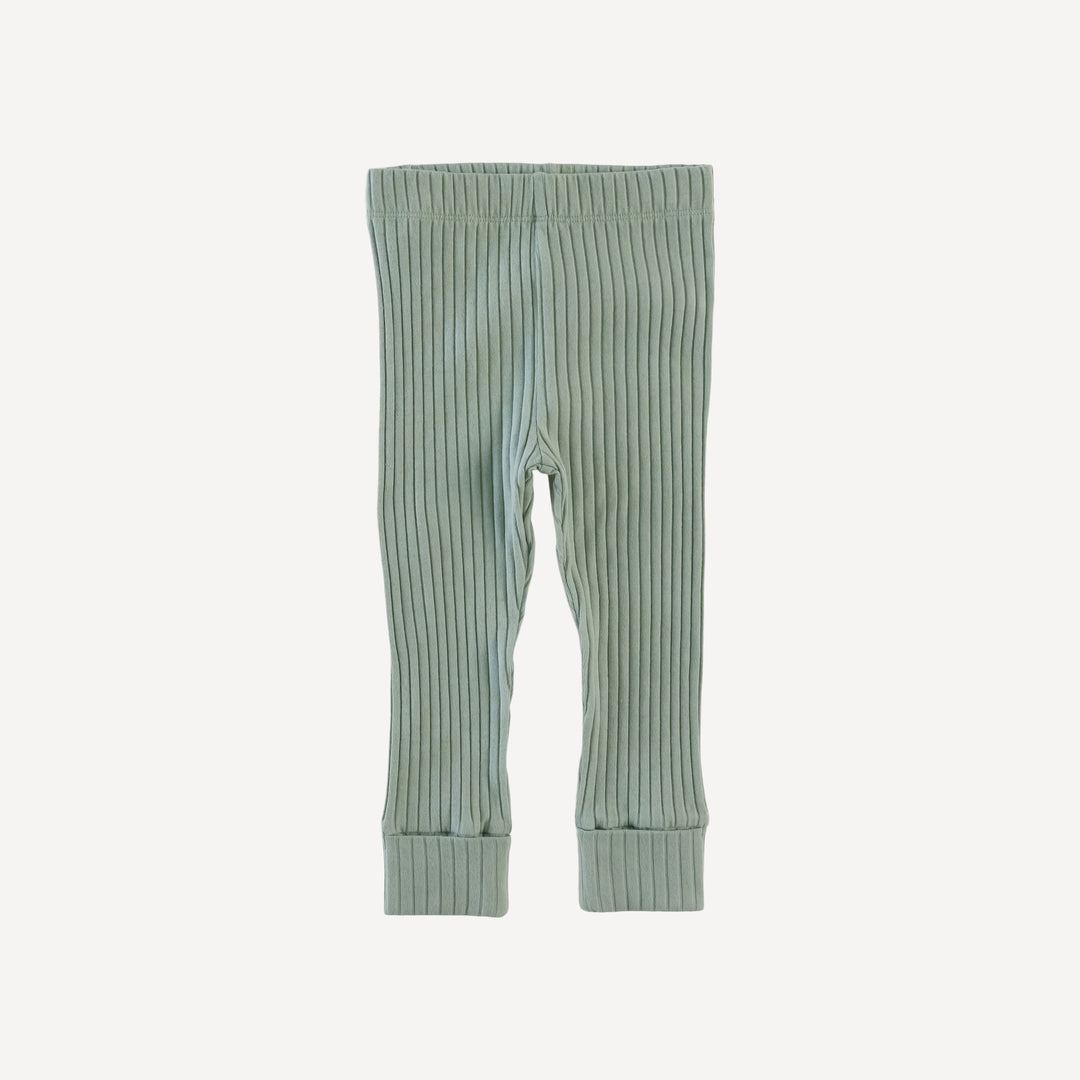 classic cuffed legging | jadeite | organic cotton wide rib