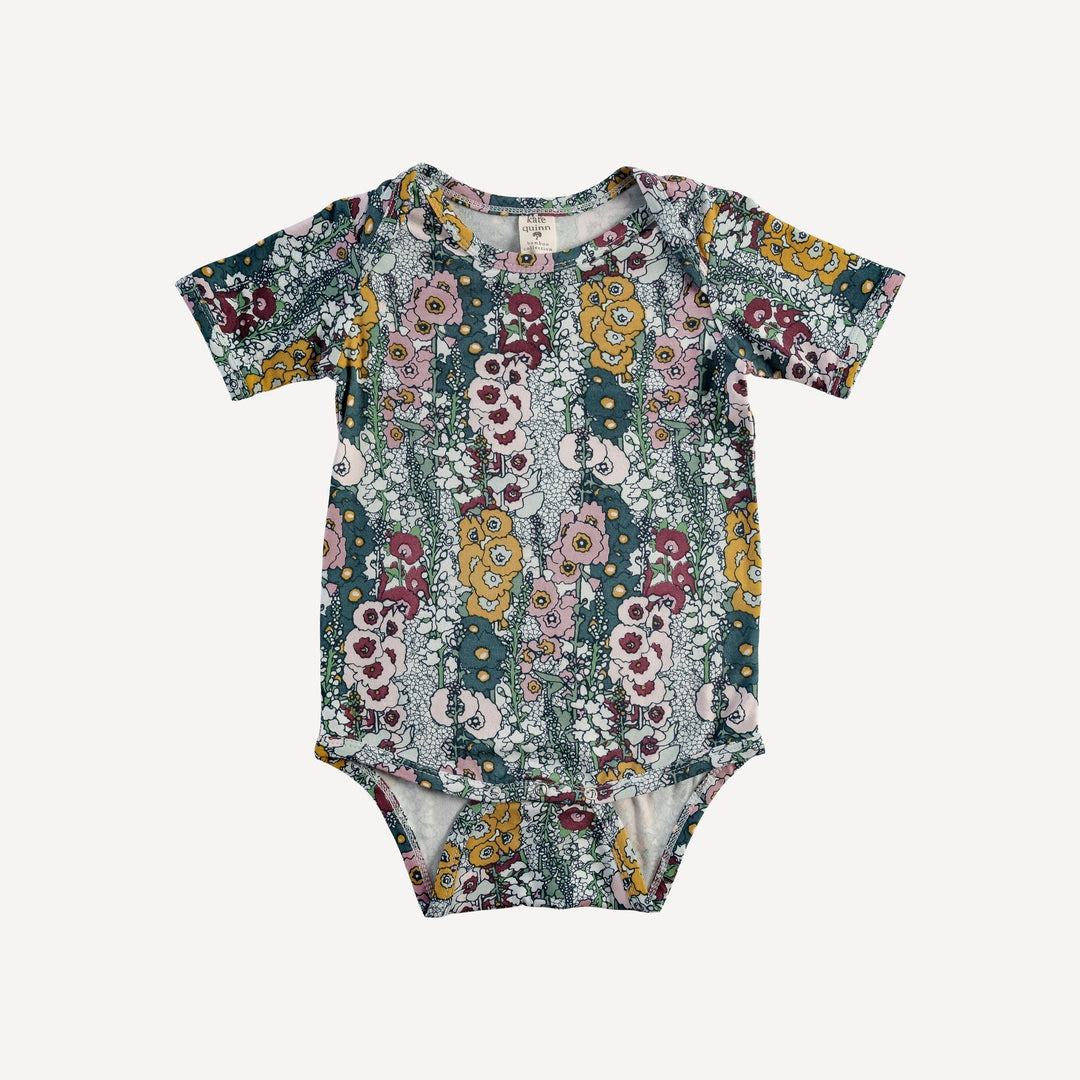 PREORDER short sleeve lap neck bodysuit | hollyhock | bamboo