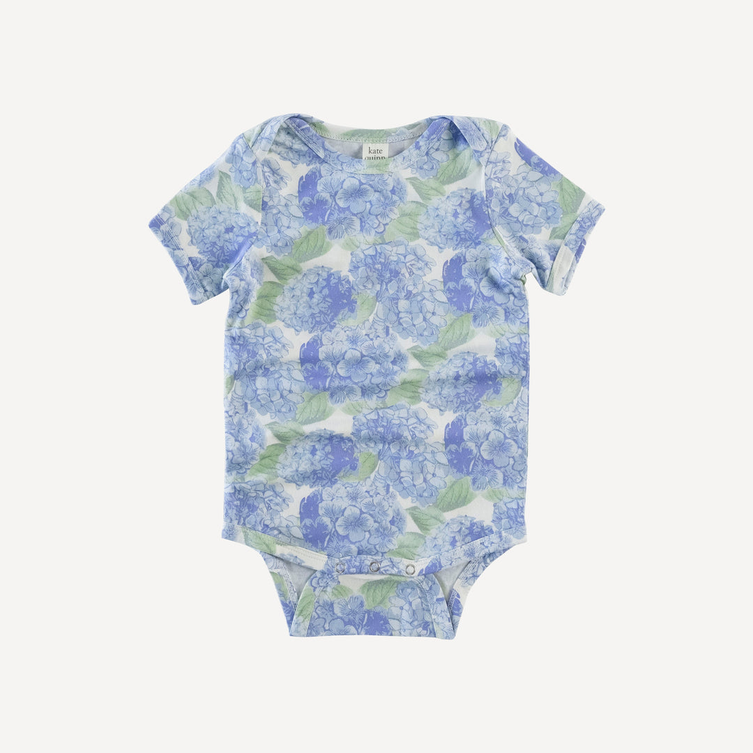 PREORDER short sleeve lap neck bodysuit | blue hydrangea | bamboo