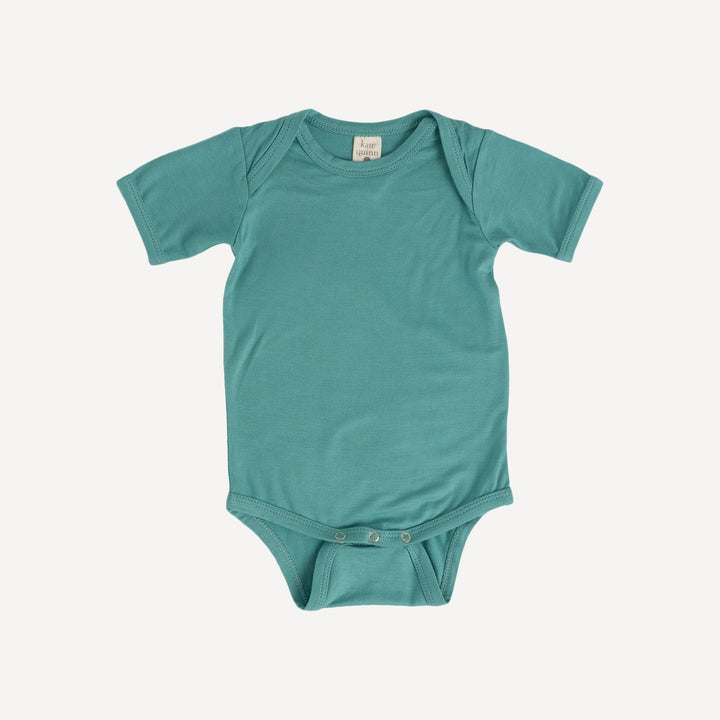 PREORDER short sleeve lap neck bodysuit | teal   | bamboo