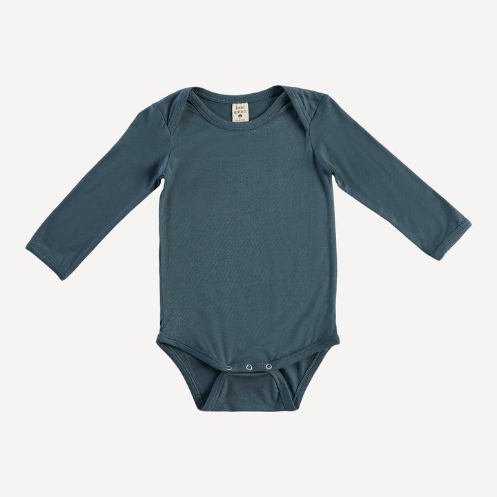 PREORDER long sleeve lap neck bodysuit | slate blue | bamboo