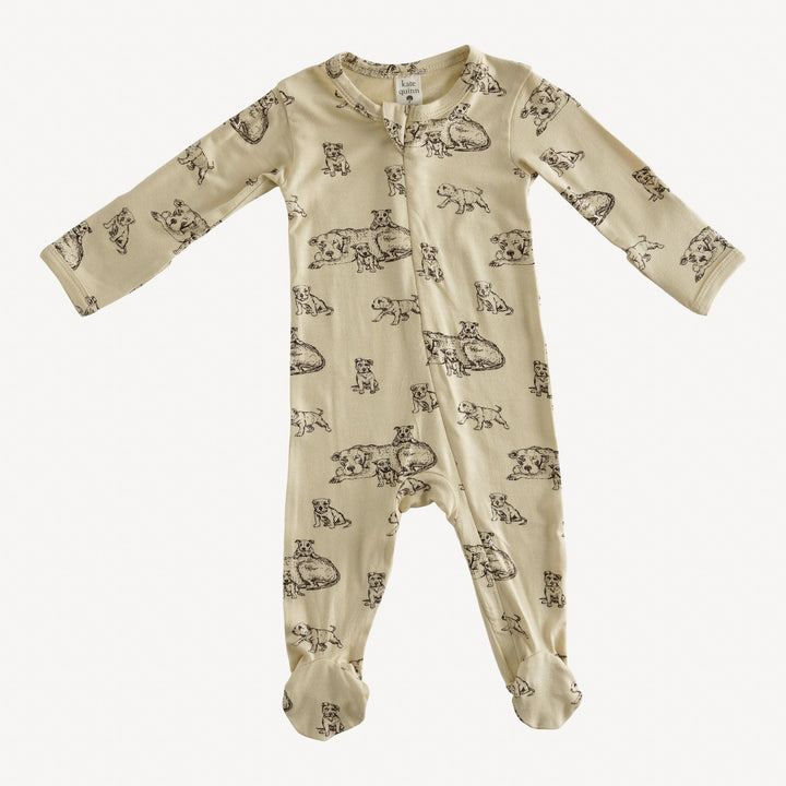 PREORDER long sleeve two way zipper footie | pit bulls | bamboo