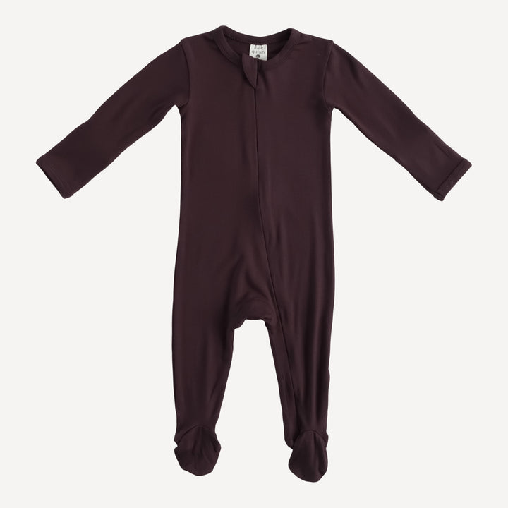 PREORDER long sleeve two way zipper footie | fudge | bamboo