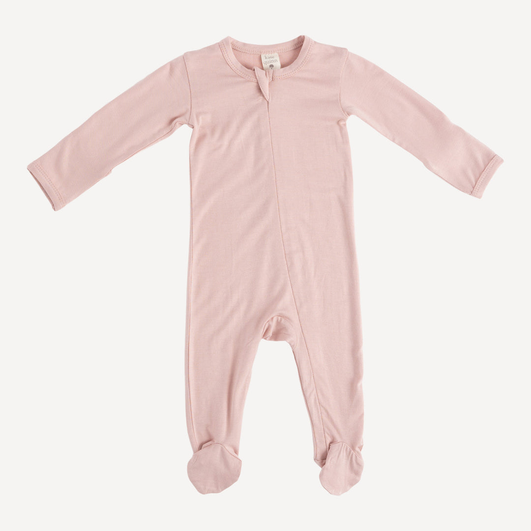 PREORDER long sleeve two way zipper footie | rose smoke | bamboo