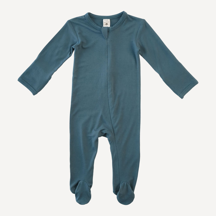 PREORDER long sleeve two way zipper footie | slate blue | bamboo