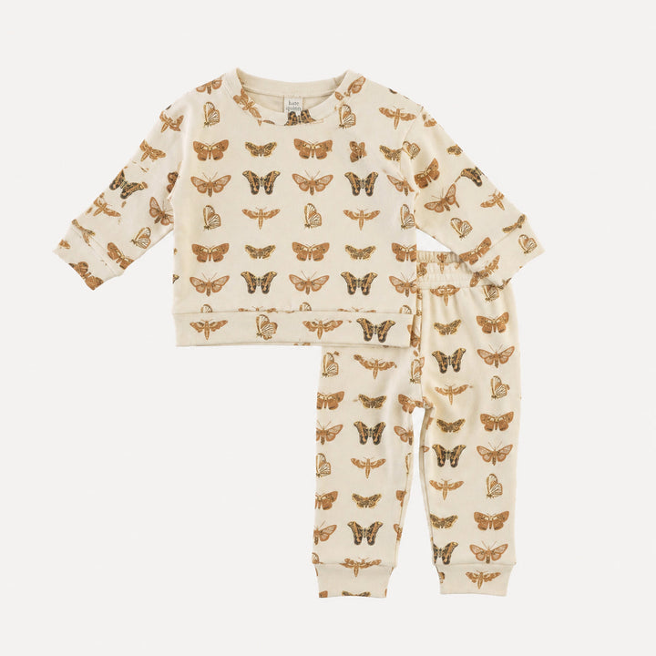 PREORDER long sleeve relaxed jogger set | neutral moth | bamboo