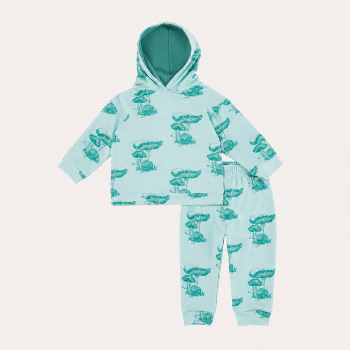 PREORDER long sleeve hooded relaxed jogger set | mushroom snail | bamboo
