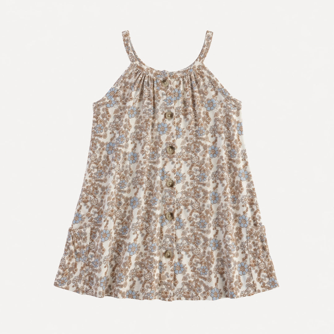 PREORDER sleeveless button pocket dress | cornflower ditsy | bamboo