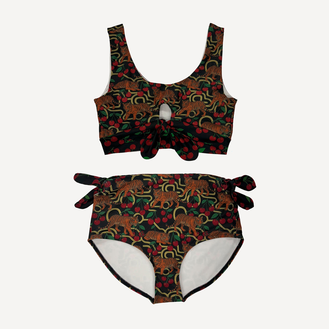 womens tie two piece swimsuit | tiger + cherries | swim