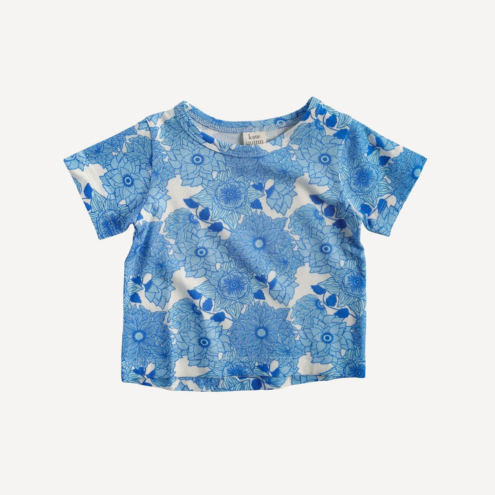 PREORDER short sleeve essential boxy tee | blue vintage floral | bamboo