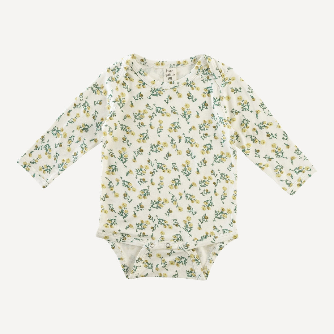 PREORDER long sleeve lap neck bodysuit | tiny chamomile | bamboo
