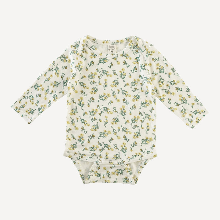 PREORDER long sleeve lap neck bodysuit | tiny chamomile | bamboo