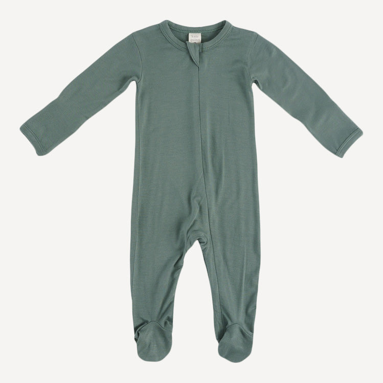 PREORDER long sleeve two way zipper footie | forest | bamboo