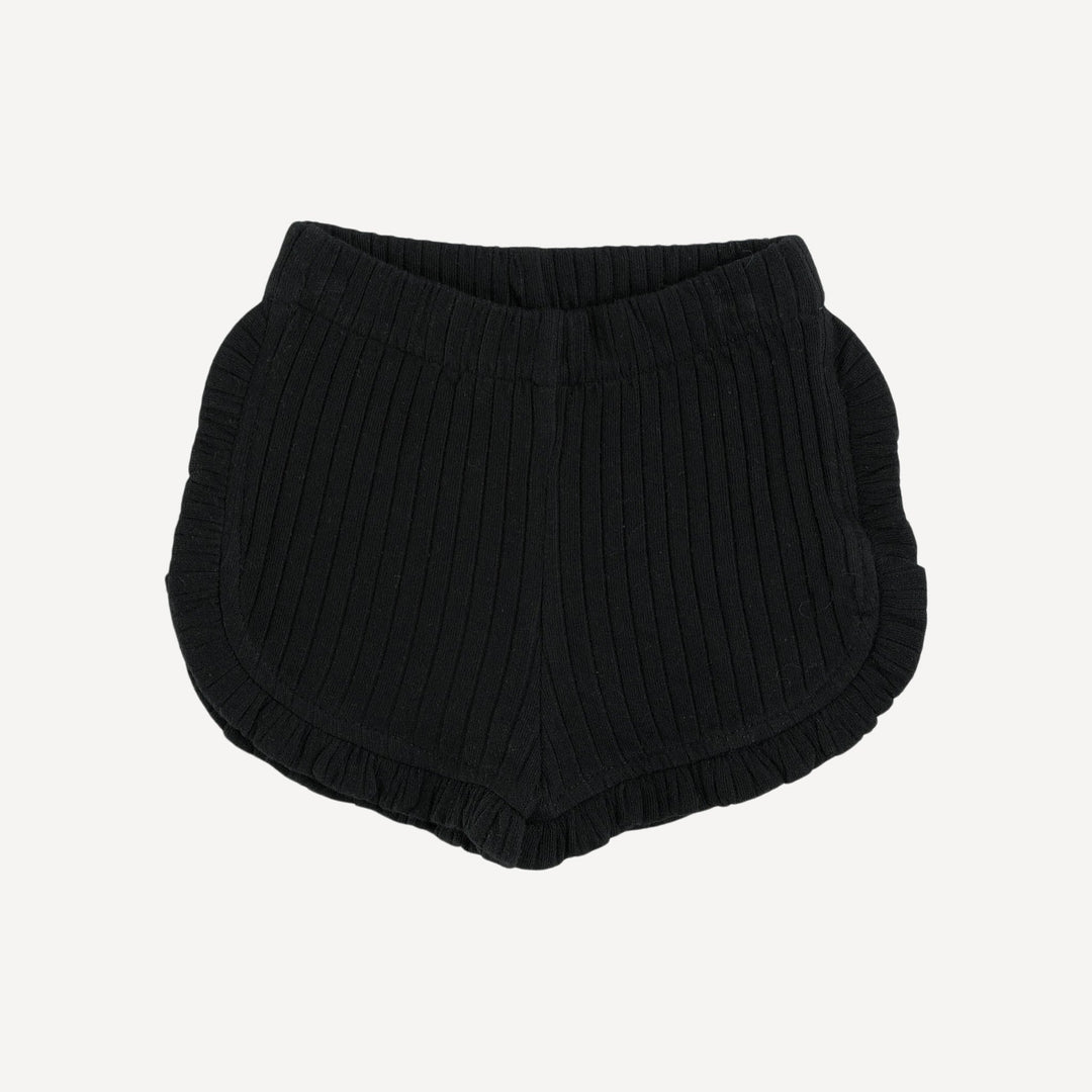 PREORDER ruffle track short | black | organic cotton wide rib