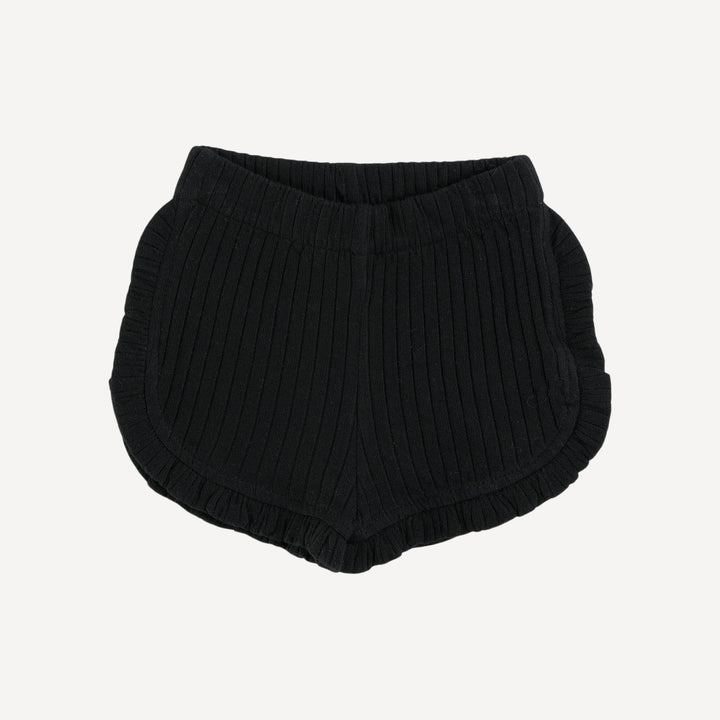 PREORDER ruffle track short | black | organic cotton wide rib