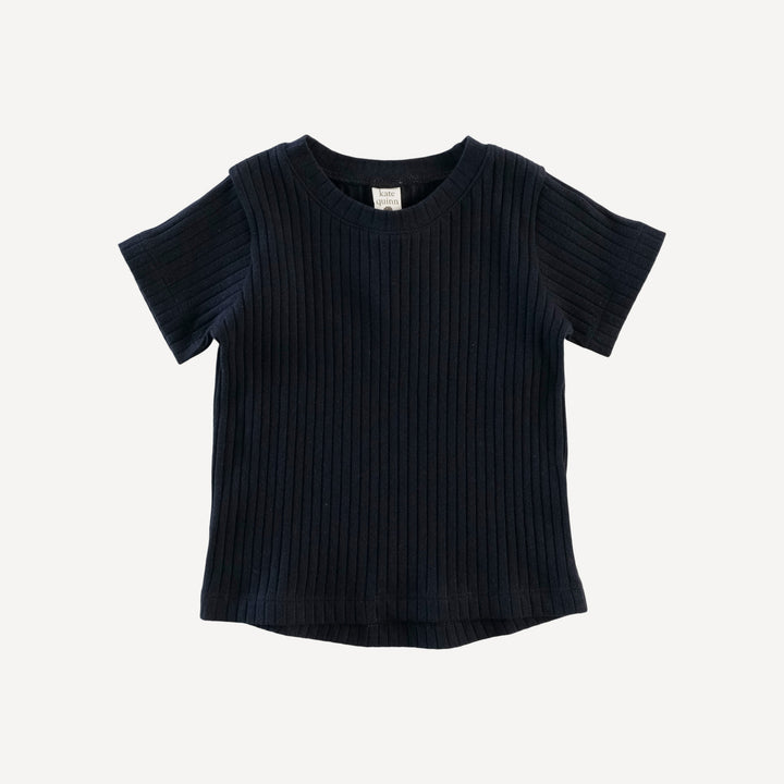 PREORDER short sleeve essential boxy tee | black | organic cotton wide rib