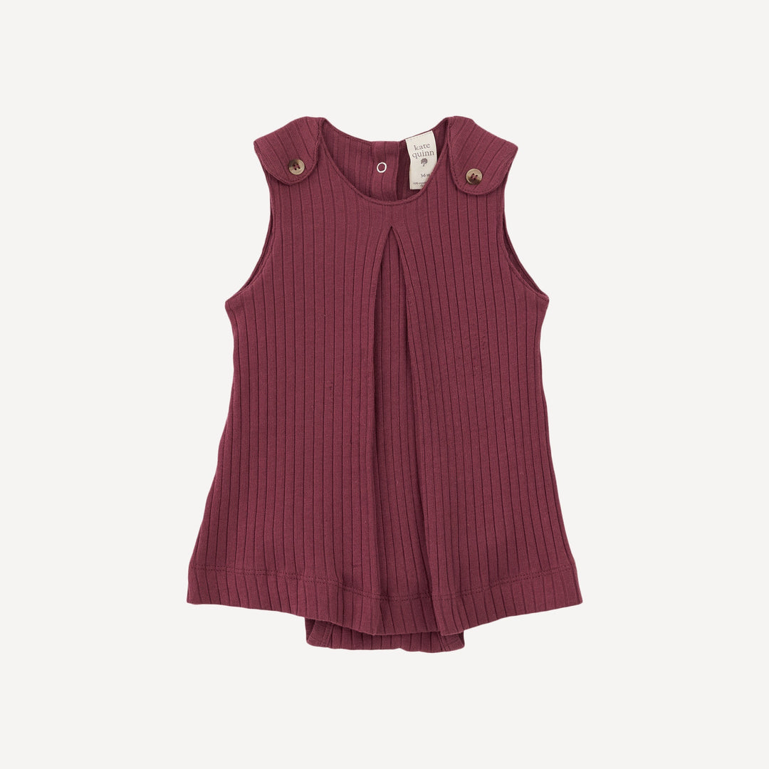 PREORDER sleeveless pleated dress bodysuit | wild ginger | organic cotton wide rib