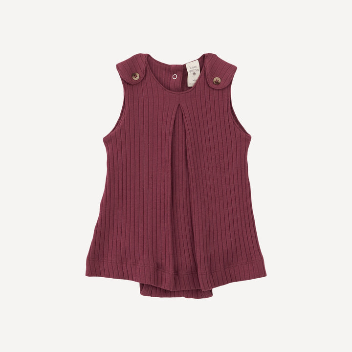PREORDER sleeveless pleated dress bodysuit | wild ginger | organic cotton wide rib